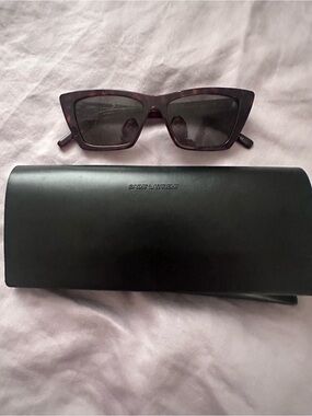 Saint Laurent Women’s Mica Dark Tortoiseshell Rectangular Sunglasses